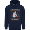 Hippo Christmas Funny Hippopotamus Mens 80% Cotton Hoodie Navy Blue