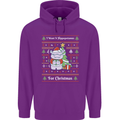 Hippo Christmas Funny Hippopotamus Mens 80% Cotton Hoodie Purple