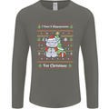 Hippo Christmas Funny Hippopotamus Mens Long Sleeve T-Shirt Charcoal