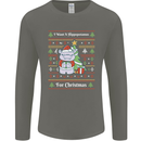 Hippo Christmas Funny Hippopotamus Mens Long Sleeve T-Shirt Charcoal