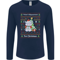 Hippo Christmas Funny Hippopotamus Mens Long Sleeve T-Shirt Navy Blue