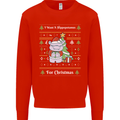 Hippo Christmas Funny Hippopotamus Mens Sweatshirt Jumper Bright Red