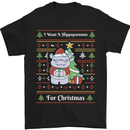 Hippo Christmas Funny Hippopotamus Mens T-Shirt 100% Cotton Black