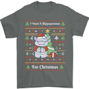 Hippo Christmas Funny Hippopotamus Mens T-Shirt 100% Cotton Charcoal