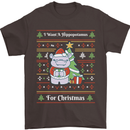 Hippo Christmas Funny Hippopotamus Mens T-Shirt 100% Cotton Dark Chocolate