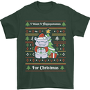 Hippo Christmas Funny Hippopotamus Mens T-Shirt 100% Cotton Forest Green