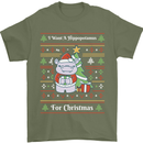 Hippo Christmas Funny Hippopotamus Mens T-Shirt 100% Cotton Military Green