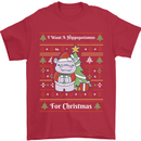 Hippo Christmas Funny Hippopotamus Mens T-Shirt 100% Cotton Red