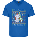 Hippo Christmas Funny Hippopotamus Mens V-Neck Cotton T-Shirt Royal Blue