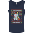 Hippo Christmas Funny Hippopotamus Mens Vest Tank Top Navy Blue