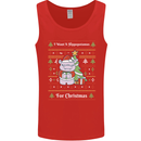 Hippo Christmas Funny Hippopotamus Mens Vest Tank Top Red