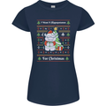 Hippo Christmas Funny Hippopotamus Womens Petite Cut T-Shirt Navy Blue