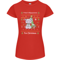 Hippo Christmas Funny Hippopotamus Womens Petite Cut T-Shirt Red
