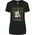 Hippo Christmas Funny Hippopotamus Womens Wider Cut T-Shirt Black