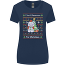 Hippo Christmas Funny Hippopotamus Womens Wider Cut T-Shirt Navy Blue