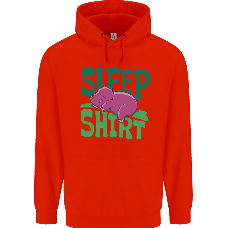 Hippo Sleep Shirt Sleeping Pajamas Childrens Kids Hoodie Bright Red