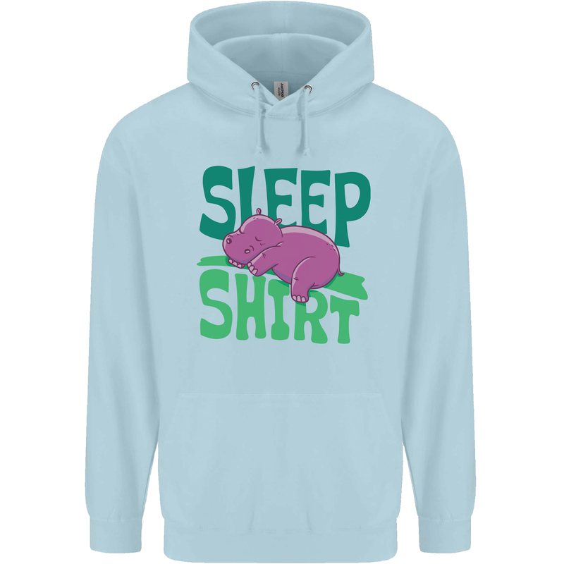 Hippo Sleep Shirt Sleeping Pajamas Childrens Kids Hoodie Light Blue