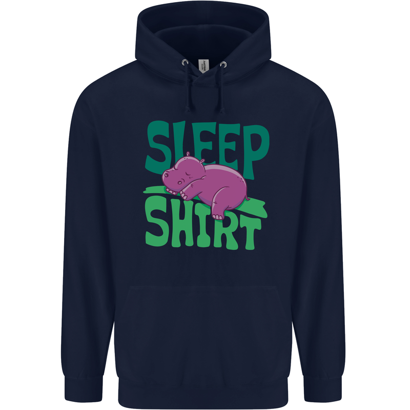 Hippo Sleep Shirt Sleeping Pajamas Childrens Kids Hoodie Navy Blue