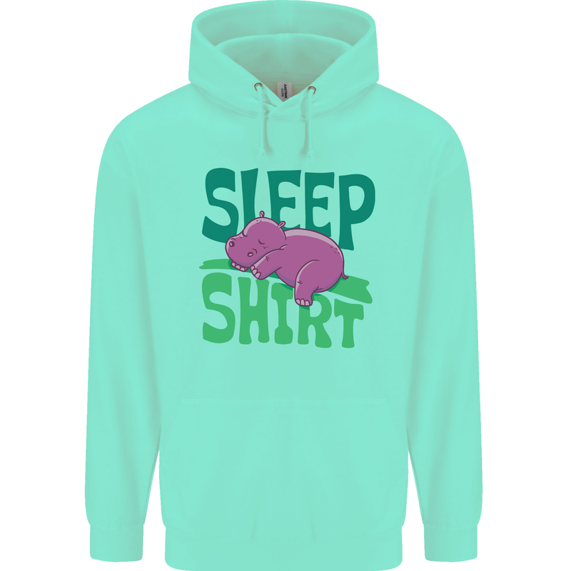 Hippo Sleep Shirt Sleeping Pajamas Childrens Kids Hoodie Peppermint