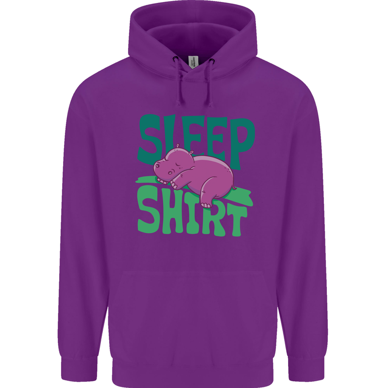 Hippo Sleep Shirt Sleeping Pajamas Childrens Kids Hoodie Purple