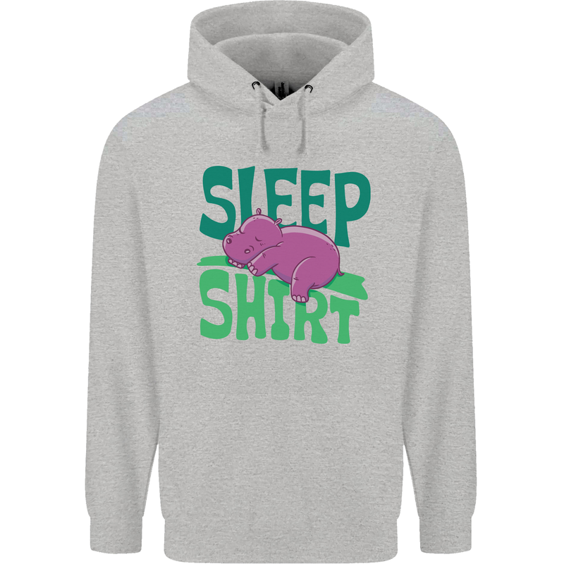 Hippo Sleep Shirt Sleeping Pajamas Childrens Kids Hoodie Sports Grey