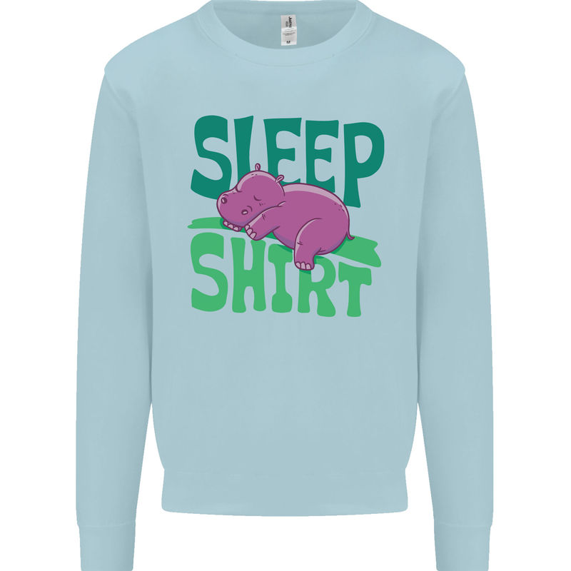 Hippo Sleep Shirt Sleeping Pajamas Kids Sweatshirt Jumper Light Blue