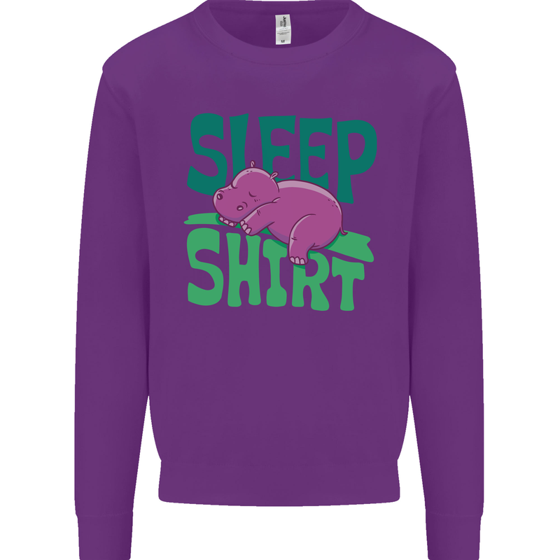Hippo Sleep Shirt Sleeping Pajamas Kids Sweatshirt Jumper Purple