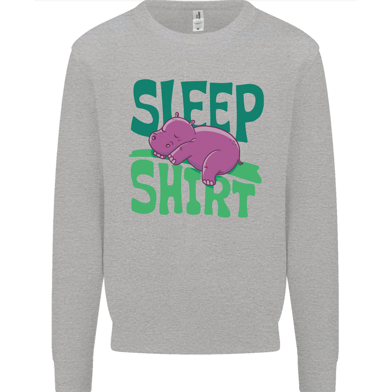 Hippo Sleep Shirt Sleeping Pajamas Kids Sweatshirt Jumper Sports Grey