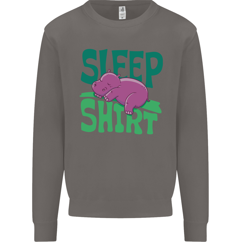 Hippo Sleep Shirt Sleeping Pajamas Mens Sweatshirt Jumper Charcoal