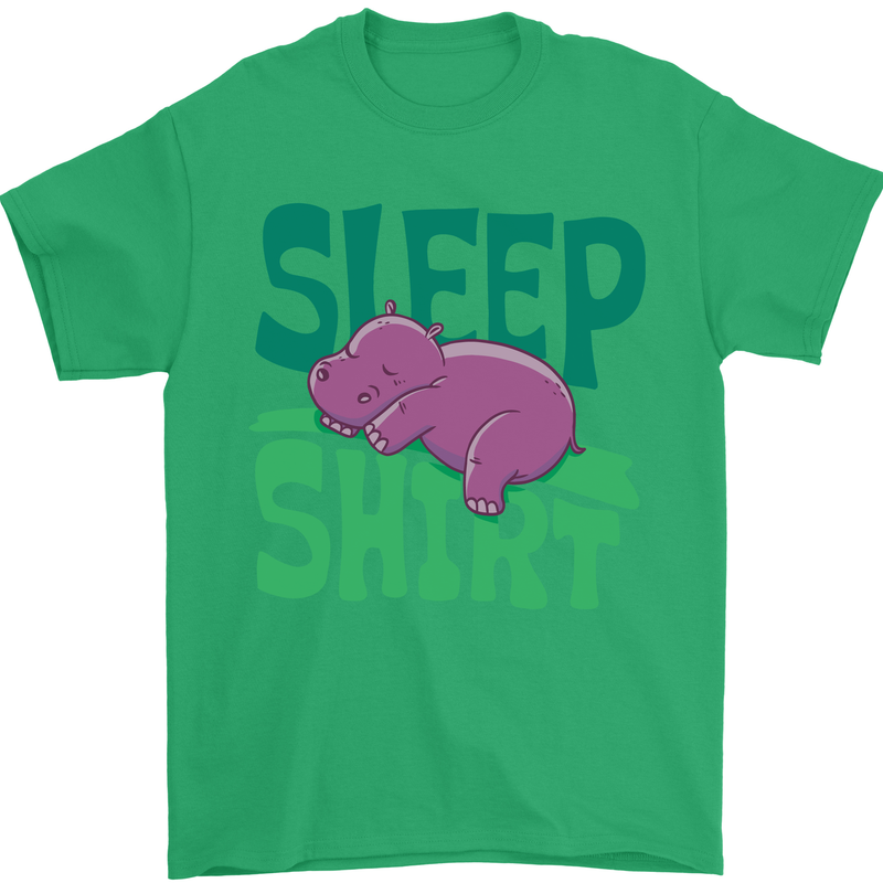 Hippo Sleep Shirt Sleeping Pajamas Mens T-Shirt Cotton Gildan Irish Green