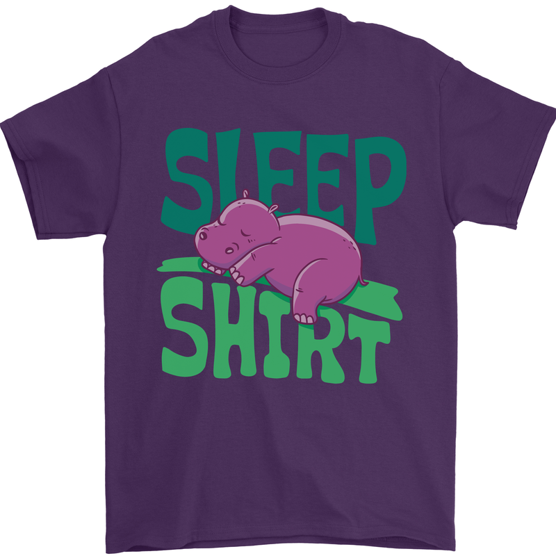 Hippo Sleep Shirt Sleeping Pajamas Mens T-Shirt Cotton Gildan Purple