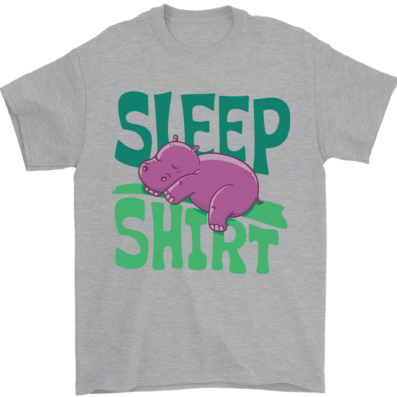 Hippo Sleep Shirt Sleeping Pajamas Mens T-Shirt Cotton Gildan Sports Grey