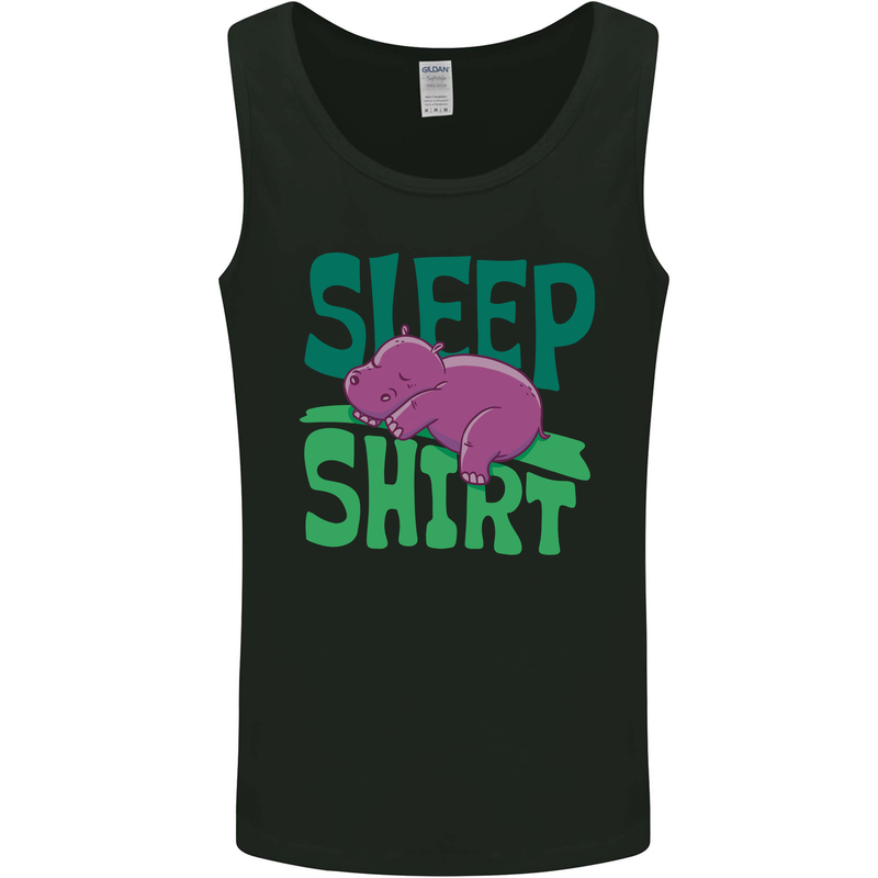 Hippo Sleep Shirt Sleeping Pajamas Mens Vest Tank Top Black