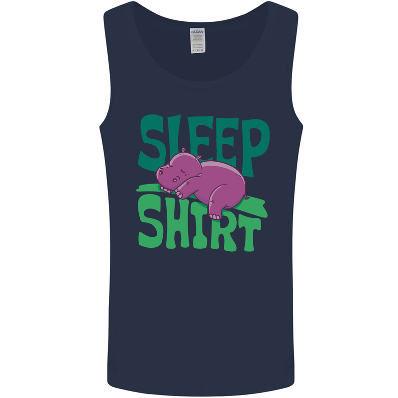 Hippo Sleep Shirt Sleeping Pajamas Mens Vest Tank Top Navy Blue