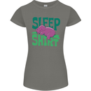 Hippo Sleep Shirt Sleeping Pajamas Womens Petite Cut T-Shirt Charcoal