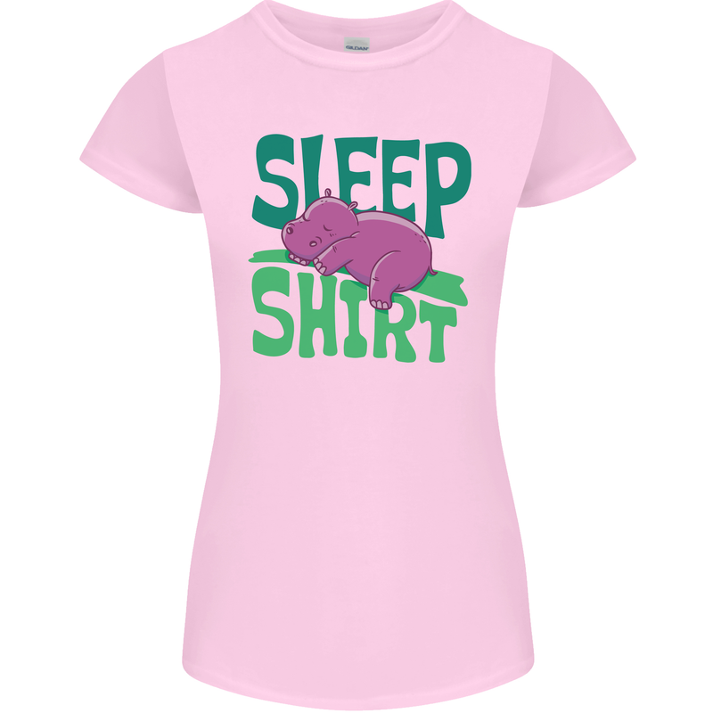 Hippo Sleep Shirt Sleeping Pajamas Womens Petite Cut T-Shirt Light Pink