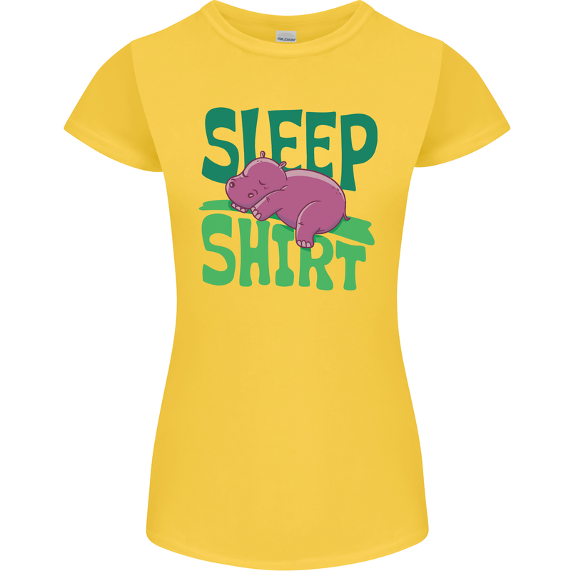 Hippo Sleep Shirt Sleeping Pajamas Womens Petite Cut T-Shirt Yellow