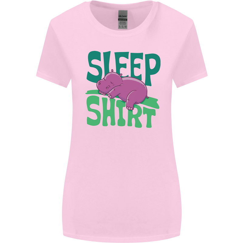 Hippo Sleep Shirt Sleeping Pajamas Womens Wider Cut T-Shirt Light Pink
