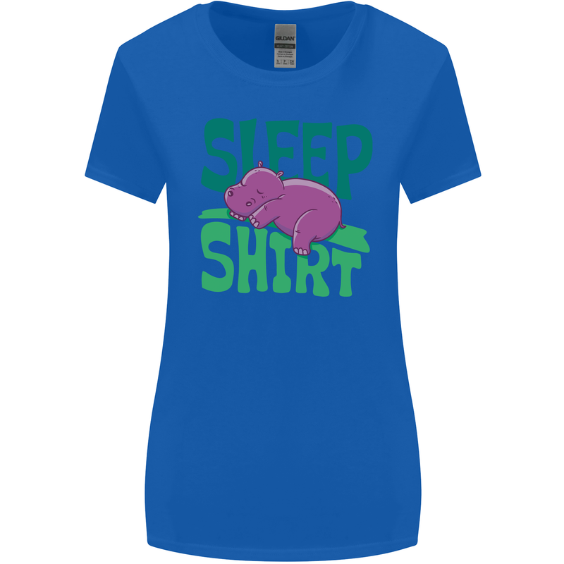 Hippo Sleep Shirt Sleeping Pajamas Womens Wider Cut T-Shirt Royal Blue