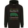 Hippopotamus Hippo Christmas Funny Childrens Kids Hoodie Black
