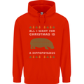 Hippopotamus Hippo Christmas Funny Childrens Kids Hoodie Bright Red