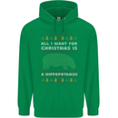 Hippopotamus Hippo Christmas Funny Childrens Kids Hoodie Irish Green