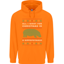 Hippopotamus Hippo Christmas Funny Childrens Kids Hoodie Orange