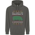 Hippopotamus Hippo Christmas Funny Childrens Kids Hoodie Storm Grey