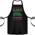 Hippopotamus Hippo Christmas Funny Cotton Apron 100% Organic Black