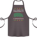 Hippopotamus Hippo Christmas Funny Cotton Apron 100% Organic Dark Grey