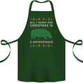 Hippopotamus Hippo Christmas Funny Cotton Apron 100% Organic Forest Green