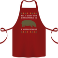 Hippopotamus Hippo Christmas Funny Cotton Apron 100% Organic Maroon