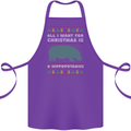 Hippopotamus Hippo Christmas Funny Cotton Apron 100% Organic Purple