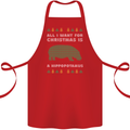 Hippopotamus Hippo Christmas Funny Cotton Apron 100% Organic Red